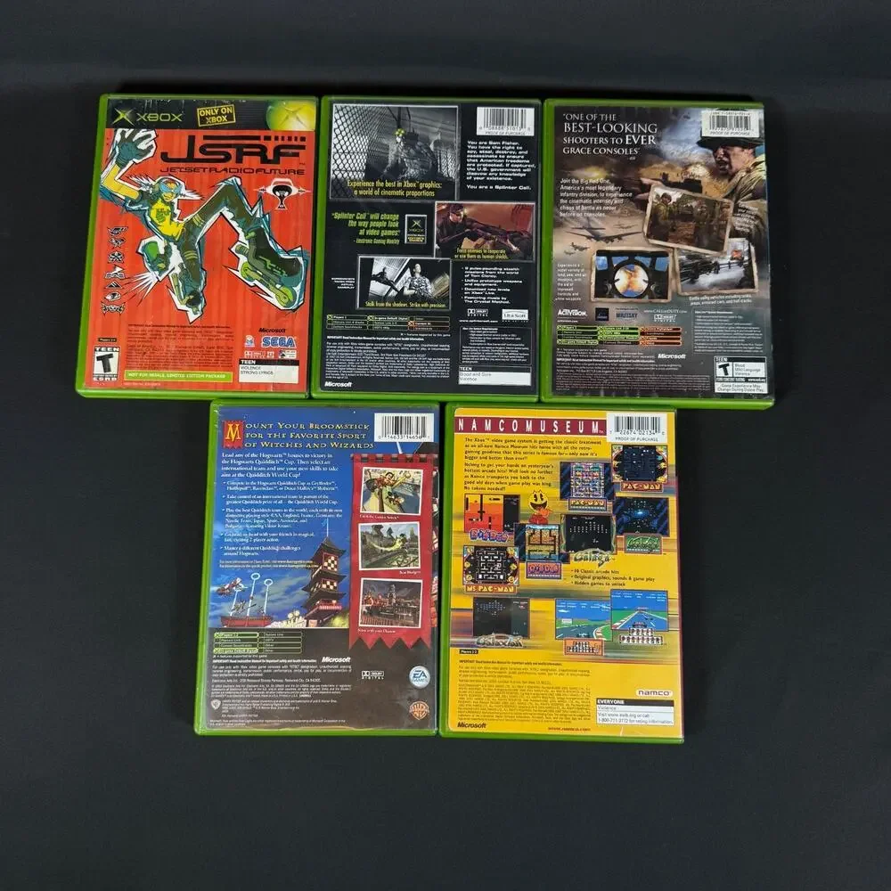 Lot of 5 Original Xbox Games Splinter Cell CoD2 Sega GT Harry Potter Namco